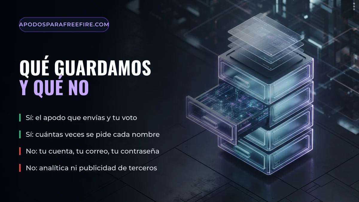 Qué datos guarda y qué datos no guarda el generador de apodos para Free Fire