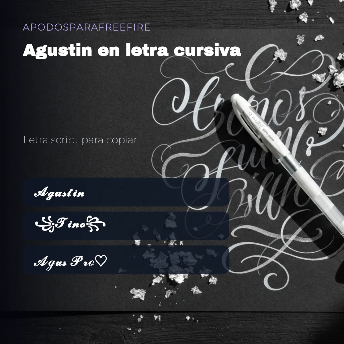 Agustin en letra cursiva: apodos con letra script para copiar