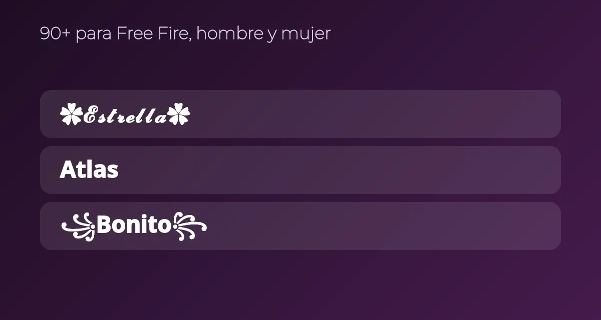 Apodos bonitos para Free Fire de hombre y mujer con símbolos