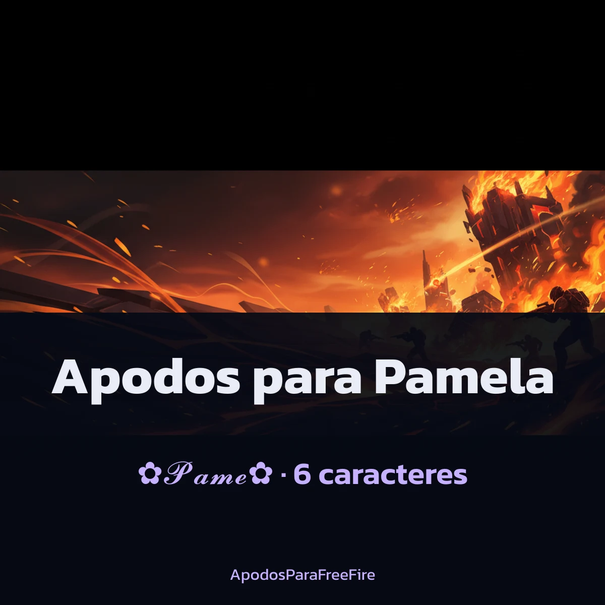 Apodos para Pamela para Free Fire con número de caracteres